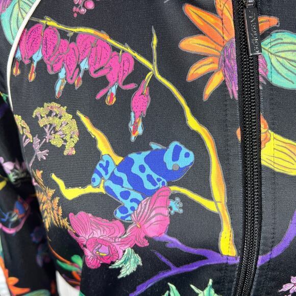 Adidas Poisonous Garden Track Jacket Sz Small Black Multi-Color Floral Frog Rare - Picture 6 of 12